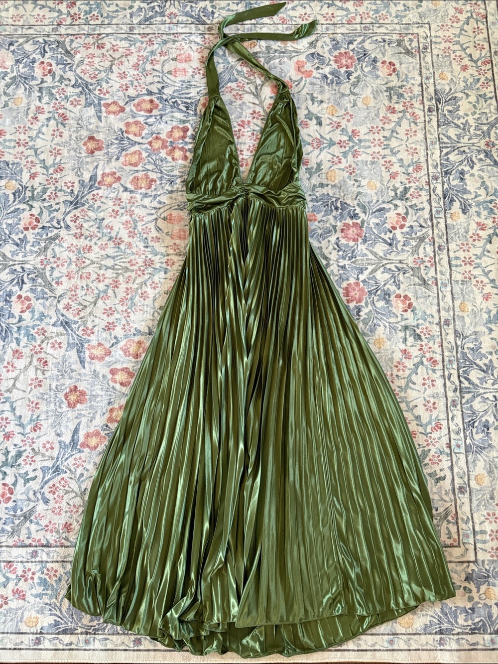 Hello Molly Olive Green Halter Maxi Dress
